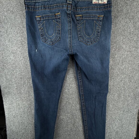 True Religion Jeans 32 (30x29) Casey USA Made Skinny Straight Stretch Blue Denim - Picture 15 of 16